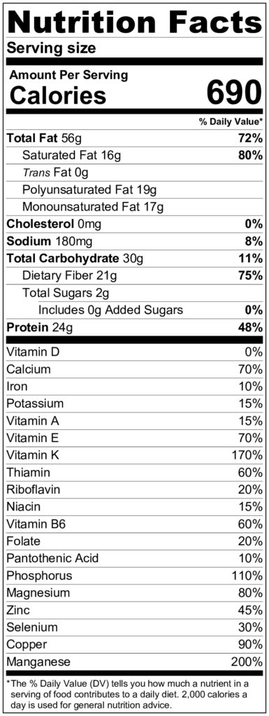 Low Carb Chocolate Mousse Miracle Nutrition Label