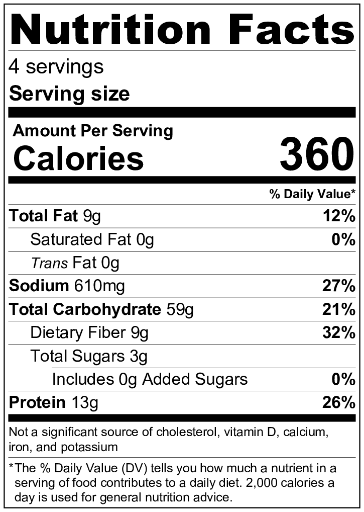 Gluten Free Pasta Recipe Mediterranean Diet One-pot Pasta Nutrition Label